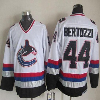 Vancouver Canucks #44 Todd Bertuzzi White Black CCM Throwback Stitched NHL Jersey