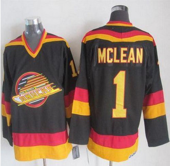 Vancouver Canucks #1 Kirk Mclean Black Gold CCM Throwback Stitched NHL Jersey