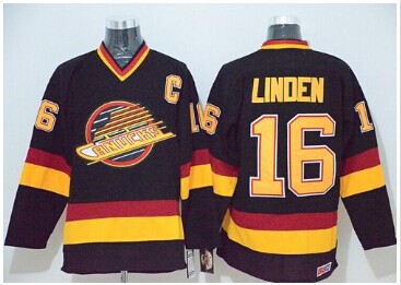 Vancouver Canucks #16 Trevor Linden Black CCM Throwback Stitched NHL Jersey