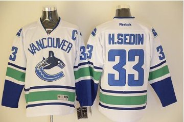 Vancouver Canucks #33 Henrik Sedin White Stitched NHL Jersey