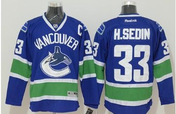 Vancouver Canucks #33 Henrik Sedin Blue Stitched NHL Jersey