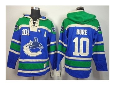 nhl jerseys vancouver canucks #10 bure blue-green(pullover hooded sweatshirt)(patch A)(bure)