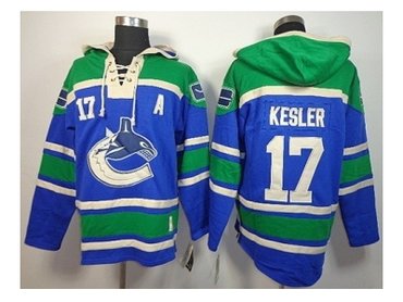 nhl jerseys vancouver canucks #17 kesler blue-green(pullover hooded sweatshirt)(patch A)