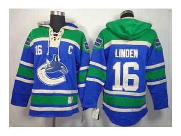 nhl jerseys vancouver canucks #16 linden blue-green(pullover hooded sweatshirt)(patch C)