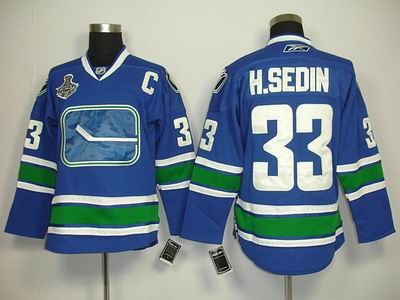 vancouver canucks 33 h.sedin blue jersey 3rd c patch 2011 stanley cup jersey