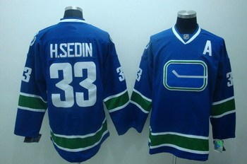 vancouver canucks 33 h.sedin blue jersey 3rd a patch