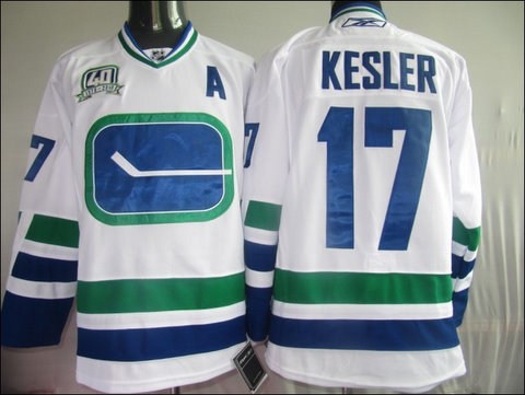 vancouver canucks 17 kesler white jerseys 3rd 40th