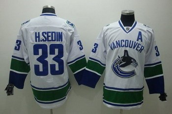 vancouver canucks 33 h.sedin white jersey a patch