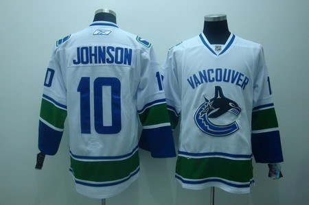 vancouver canucks 10 johnson white hockey jerseys