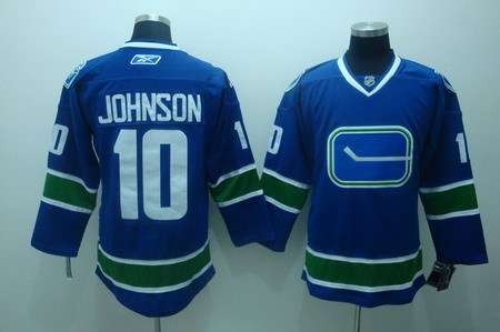 vancouver canucks 10 johnson blue hockey jersey