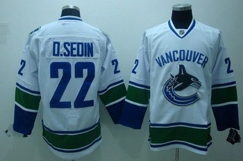 vancouver canucks 22 d.sedin white jersey