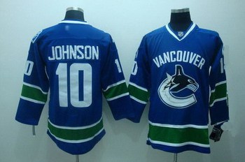 vancouver canucks 10 johnson blue jersey