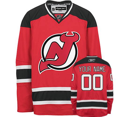 Men's Reebok New Jersey Devils Customized Authentic Red Home NHL Jersey