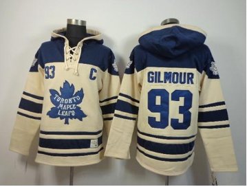 Maple Leafs #93 Doug Gilmour Cream Sawyer Hooded Sweatshirt Stitched NHL Jersey