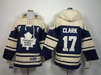 Youth NHL Maple Leafs #17 Wendel Clark Blue Sawyer Hooded Sweatshirt Jersey