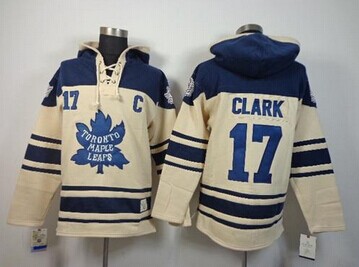 Toronto Maple Leafs #17 Wendel Clark Cream Sawyer Hooded Sweatshirt Stitched NHL Jersey