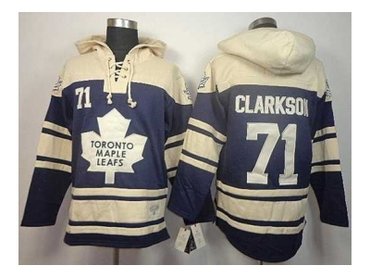 nhl jerseys toronto maple leafs #71 clarkson blue-cream(pullover hooded sweatshirt)