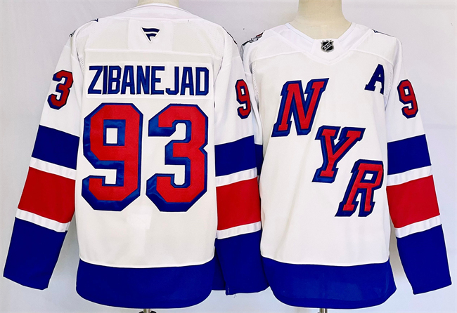 Men's New York Rangers #93 Mika Zibanejad White 2024-25 Stadium Series Stitched Jersey