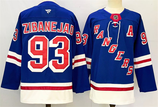 Men's New York Rangers #93 Mika Zibanejad Royal 2024-25 Home With A Patch Stitched Hockey Jersey