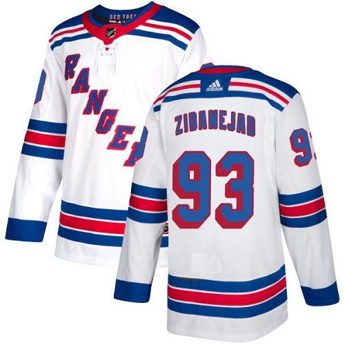 Rangers #93 Mika Zibanejad White Road Authentic Stitched Hockey Jersey