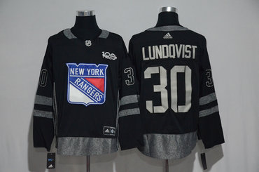 Rangers 30 Henrik Lundqvist Black 1917-2017 100th Anniversary Adidas Jersey