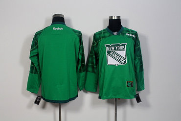 Men's New York Rangers Blank Green Stitched St. Patrick's Day Replica NHL Jersey