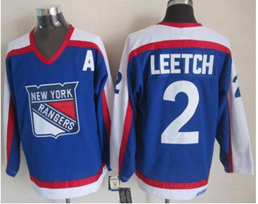 New York Rangers #2 Brian Leetch Blue White CCM Throwback Stitched NHL Jersey