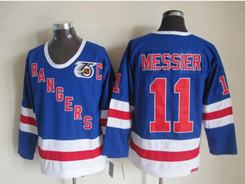 New York Rangers #11 Messier 75 anniversary Blue Stitched NHL Jersey