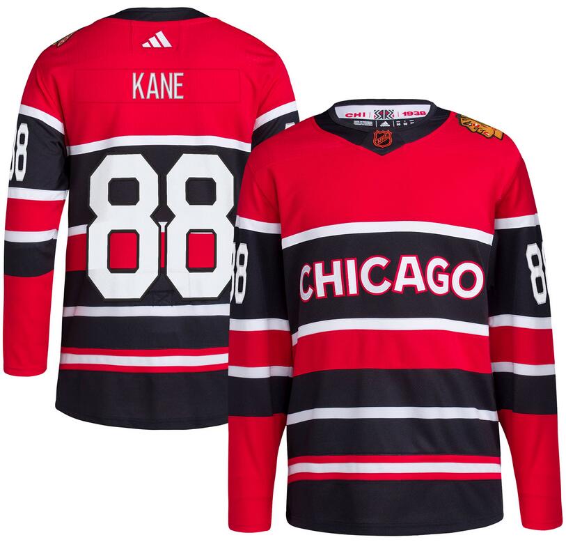 Men's Detroit Red Wings #88 Patrick Kane Black Reverse Retro Stitched Jersey