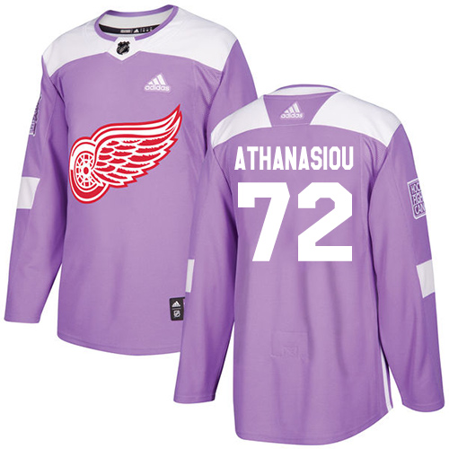 Red Wings #72 Andreas Athanasiou Purple Authentic Fights Cancer Stitched Hockey Jersey