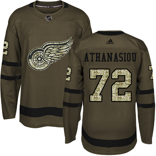 Red Wings #72 Andreas Athanasiou Green Salute to Service Stitched Hockey Jersey