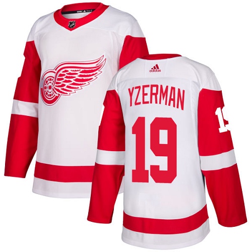 Red Wings #19 Steve Yzerman White Road Authentic Stitched Hockey Jersey