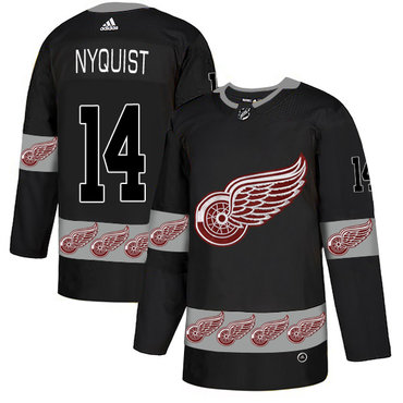 Red Wings 14 Gustav Nyquist Black Team Logos Fashion Adidas Jersey