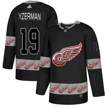 Red Wings 19 Steve Yzerman Black Team Logos Fashion Adidas Jersey