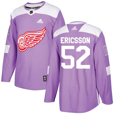 Adidas Red Wings #52 Jonathan Ericsson Purple Authentic Fights Cancer Stitched NHL Jersey