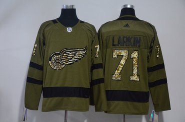 Red Wings 71 Dylan Larkin Olive Green Adidas Jersey