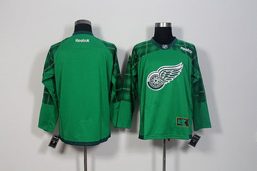 Men's Detroit Red Wings Blank Green Stitched St. Patrick's Day Replica NHL Jersey