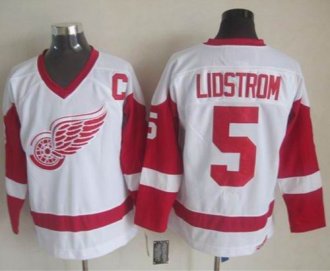 Detroit Red Wings #5 Nicklas Lidstrom White CCM Throwback Stitched NHL Jersey