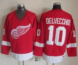 Detroit Red Wings #10 Alex Delvecchio Red CCM Throwback Stitched NHL Jersey