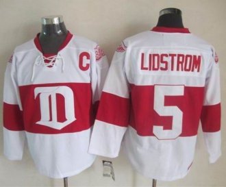 Detroit Red Wings #5 Nicklas Lidstrom White Winter Classic CCM Throwback Stitched NHL jersey