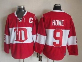 Detroit Red Wings #9 Gordie Howe Red Winter Classic CCM Throwback Stitched NHL jersey