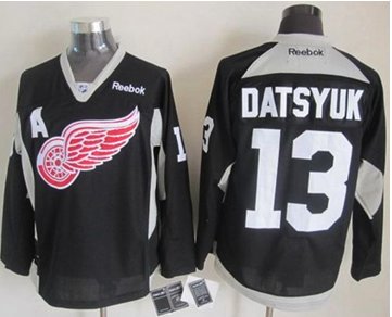 Detroit Red Wings #13 Pavel Datsyuk Black Practice Stitched NHL Jersey