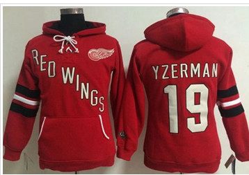 Women's Detroit Red Wings #19 Steve Yzerman Red Old Time Heidi NHL Hoodie