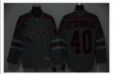 Detroit Red Wings #40 Henrik Zetterberg Charcoal Cross Check Fashion Stitched NHL Jersey