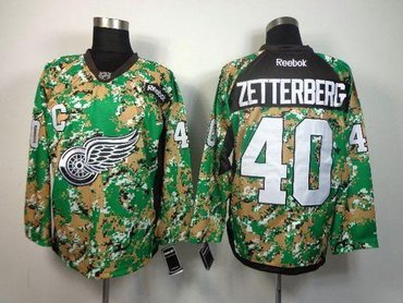 Detroit Red Wings #40 Henrik Zetterberg Camo Veterans Day Practice NHL Jersey