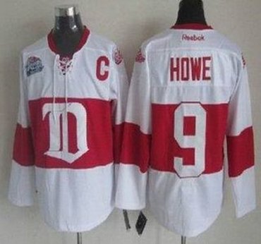 Detroit Red Wings 9 Gordie Howe White Winter Classic NHL Jerseys