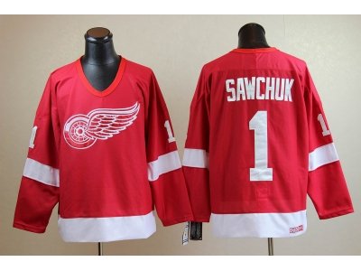 NHL Jerseys Deroit Red Wings #1 Terry Sawchuk Ccm Throwback Red