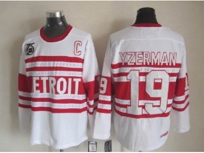 NHL Detroit Red Wings #19 Yzerman Authentic 75TH CCM Jerseys White