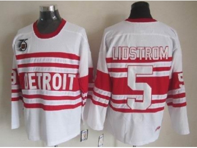 NHL Detroit Red Wings #5 LidstromAuthentic 75TH CCM Jerseys White