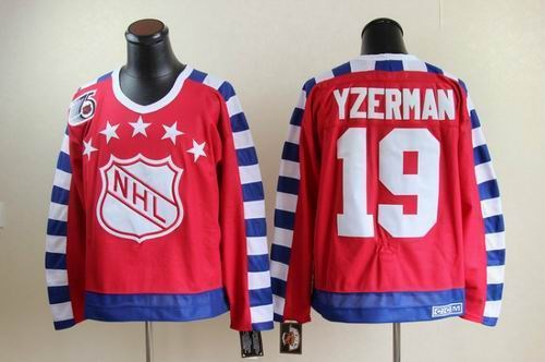 detroit red wings 19 steve yzerman all star 75th anniversary red ccm jersey